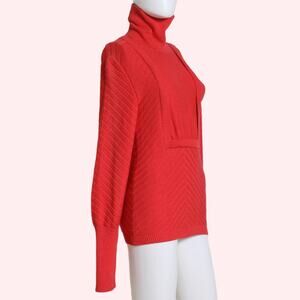 BRUNO PIETERS Red Ribbed Knit Turtleneck Vintage Sweater